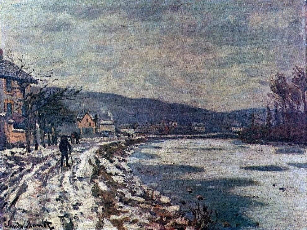 Claude Oscar Monet The Seine at Bougival, 21"x28" Wall Decal