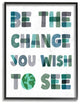 Stupell Industries Be The Change Pastel Letters Kids Word Design, 24"x30", Black