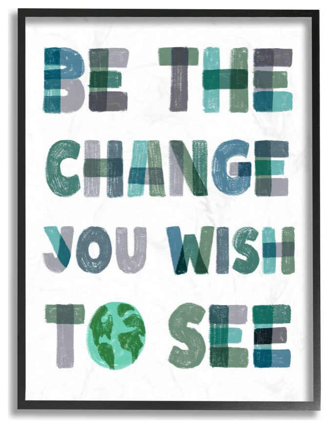 Stupell Industries Be The Change Pastel Letters Kids Word Design, 24"x30", Black