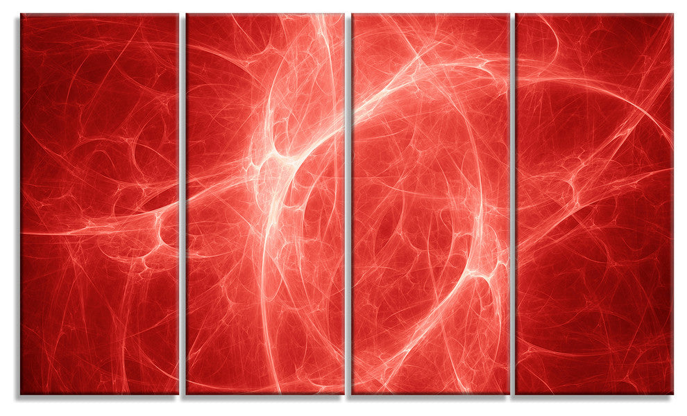 Bright Lightning on Red Sky, Floral Canvas Art Print, 48"x28", 4 Panels