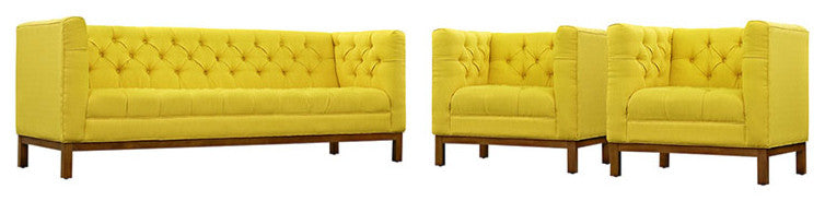 Modern Sunny Panache Living Room Set Upholstered Fabric, 3-Piece Set
