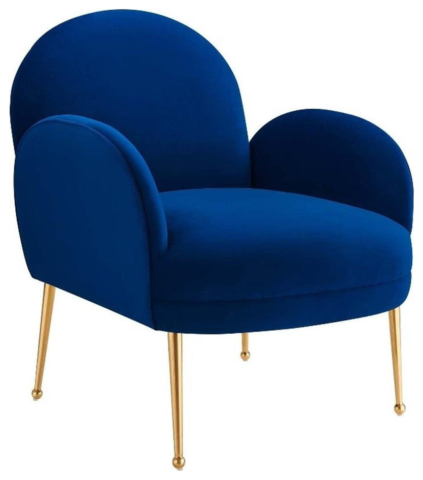 Transcend Performance Velvet Armchair, Navy