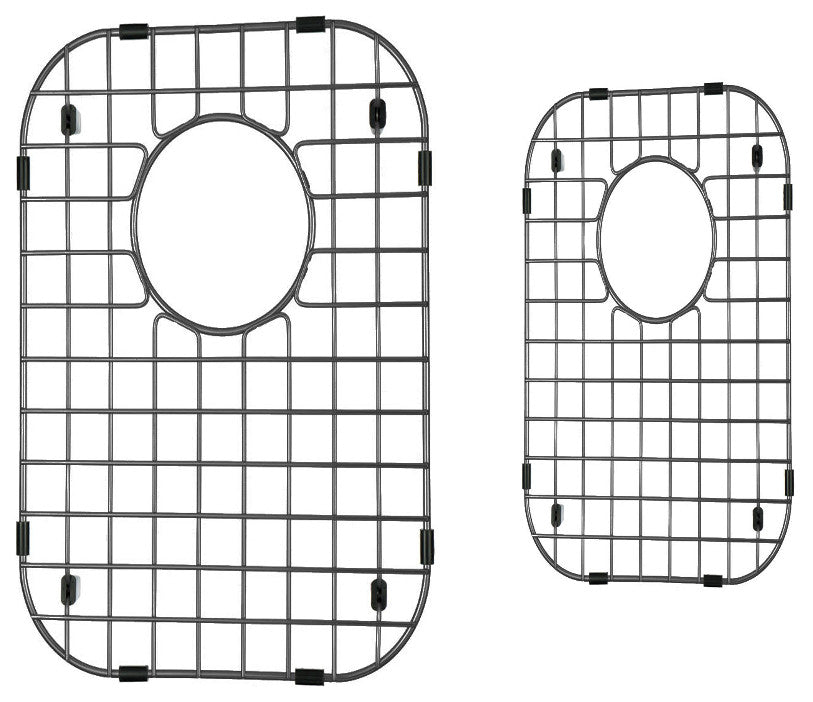 60/40 Double Bowl Kitchen Sink Protector Stainless, 2 Grids, Racks, Matte Black