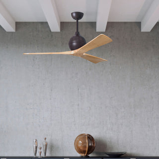 Irene-3 Paddle Fan, Textured Bronze, 60", Light Maple Blades