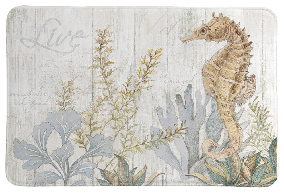 Laural Home Seahorse Seaweed Memory Foam Rug
