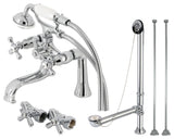 CCK228C Deck Mount Clawfoot Tub Faucet Package With Supply Line, Polished Chrome