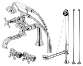 CCK228C Deck Mount Clawfoot Tub Faucet Package With Supply Line, Polished Chrome