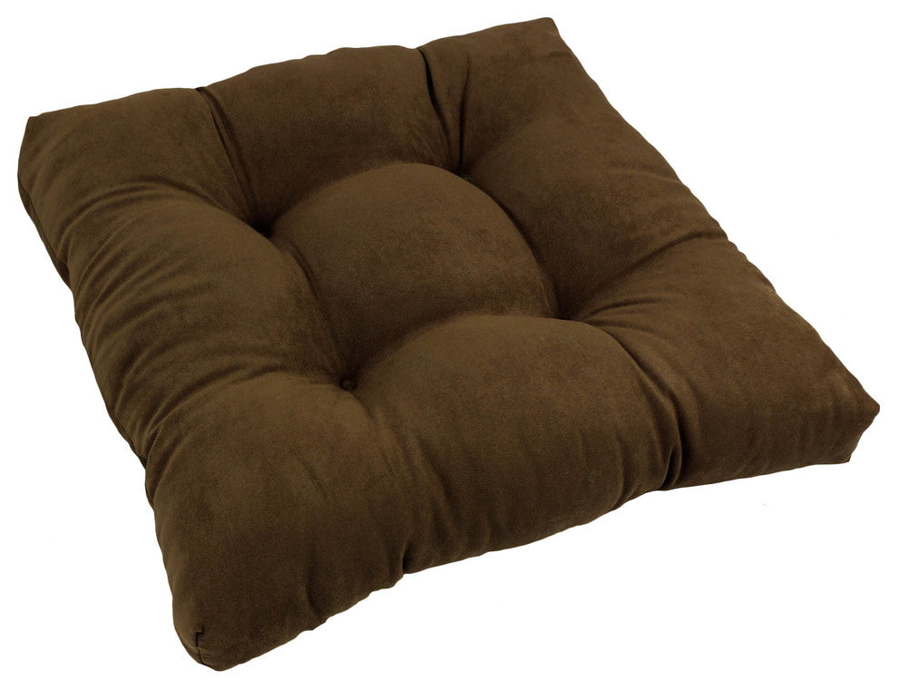19" Squared Microsuede Tufted Dining Chair Cushion, Chocolate Brown
