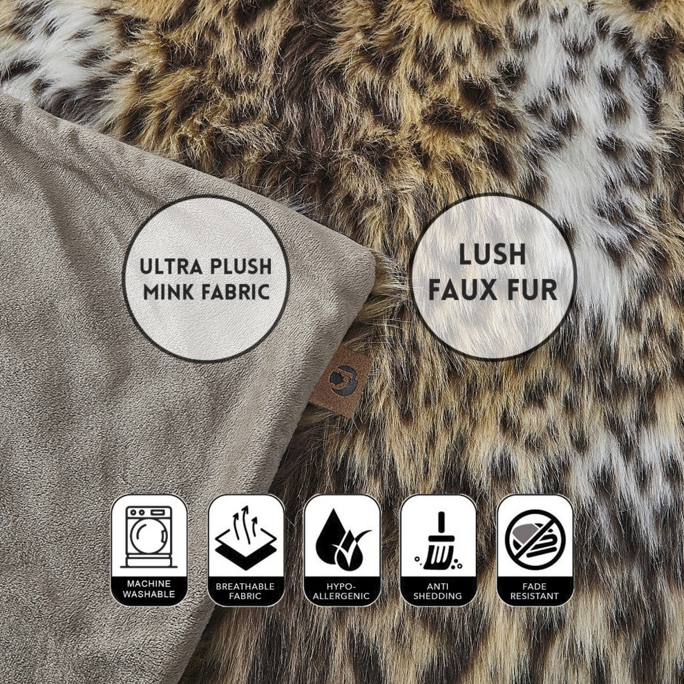 Inspired Home Jiselle Throw, Acrylic 50"x60", Faux Leopard