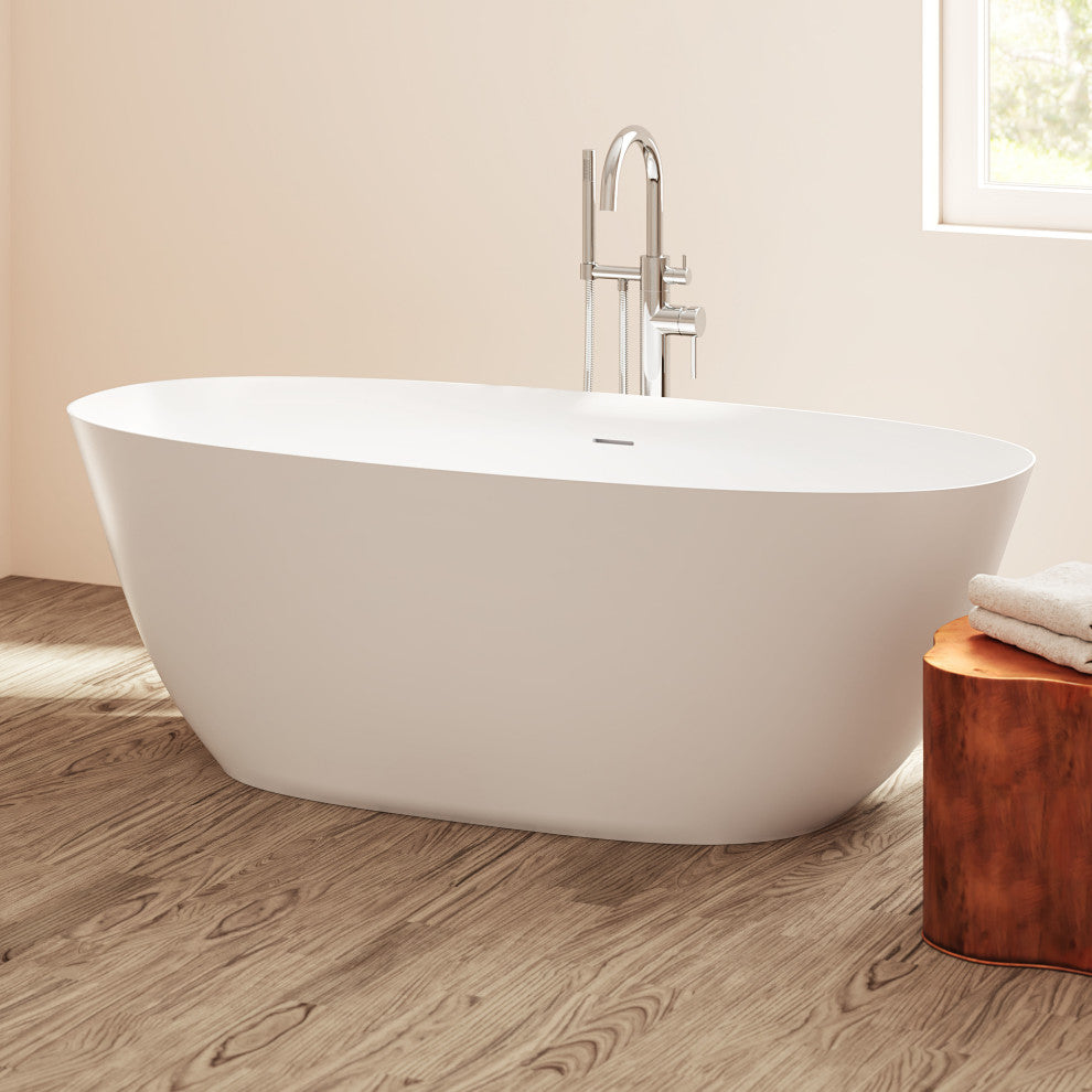 Perlato Treviso Eco-Lapistone Freestanding Soaking Tub, 67"