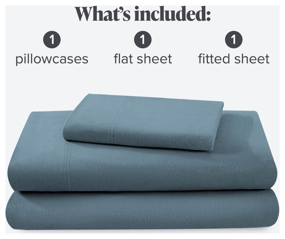 Bare Home Cotton Flannel Sheet Set, Coronet Blue, Twin Xl