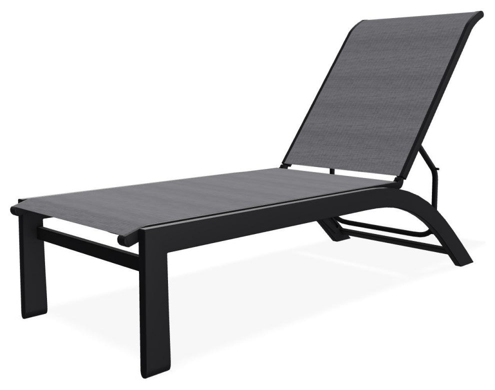 Kendall Sling Stackable Outdoor Chaise Lounge, Augustine Pewter/Black