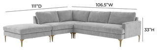 Serena Gray Velvet Large Left Arm Facing Chaise Sectional