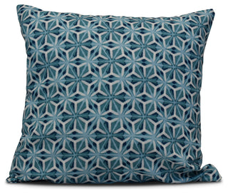 Water Mosaic, Geometric Print Pillow, Teal, 20"x20"