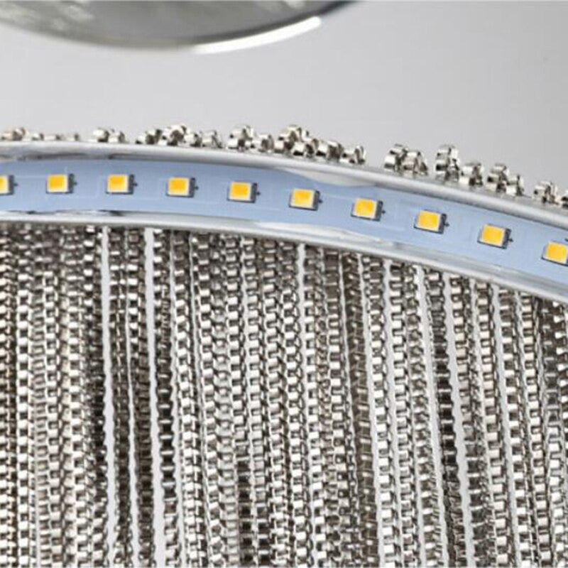 Cadena Stainless Steel Chain Tassel Chandelier, Diameter 24"