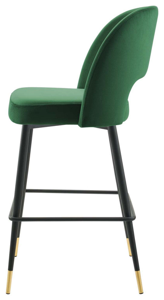 Bar Stool Chair Barstool, Velvet, Metal, Green, Bar Pub Cafe Bistro Restaurant