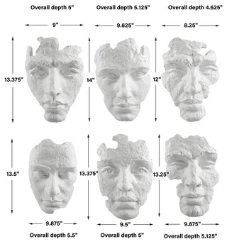 Uttermost Self-Portrait White Mask Wall Decor, Set/6