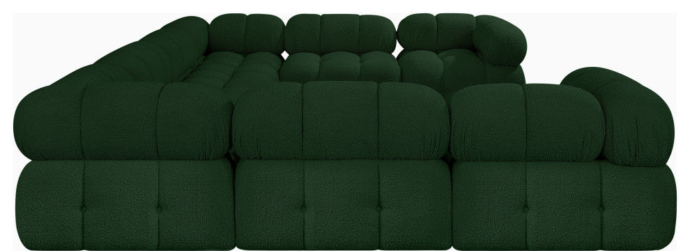 Ames Boucle Fabric U-Shaped Modular Sectional, Green, 8-Piece: 4 Armless Chair, 4 Corner Chair