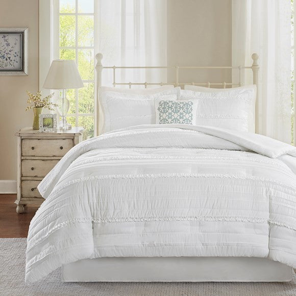 Madison Park Celeste 5 Piece Comforter Set in White