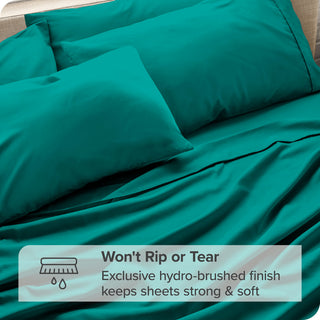 Bare Home Twin & Twin XL 5-Piece Microfiber Sheet Set, Emerald, Twin