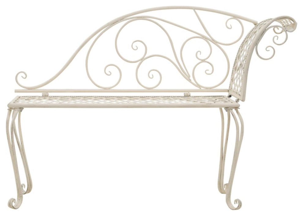 vidaXL Garden Chaise Lounge 50.4" Metal Antique White