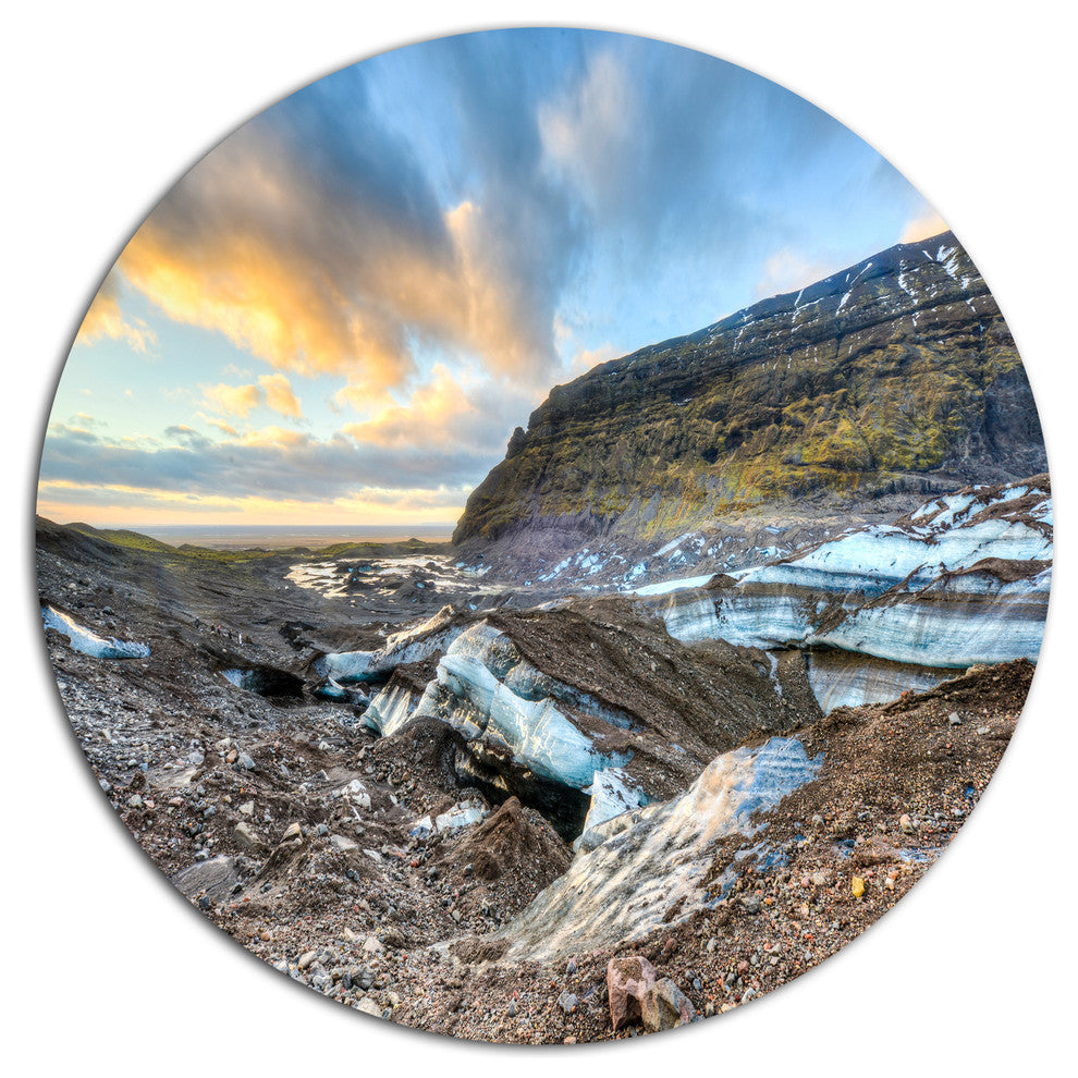 Vatnajokull Glacier Trail Iceland, Seashore Round Wall Art, 11"