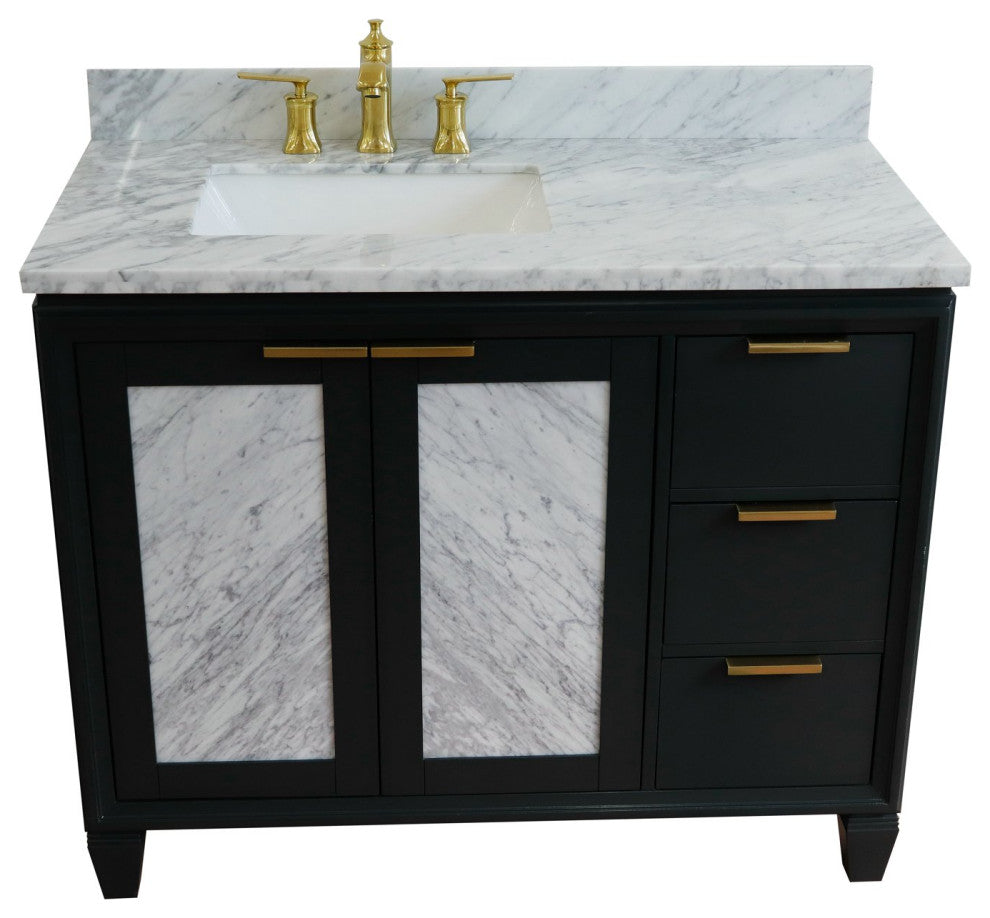 43" Single Vanity, Dark Gray Finish With White Carrara