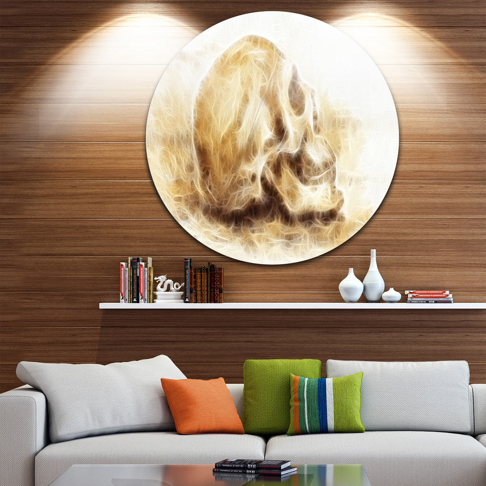 Skull On Paper Fractal Effect, Abstract Art Round Wall Art, 36"