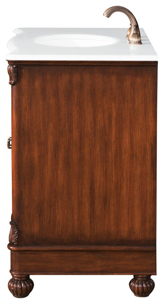 48" Single Bathroom Vanity, Teak Color With ivory white engineered marble, 36