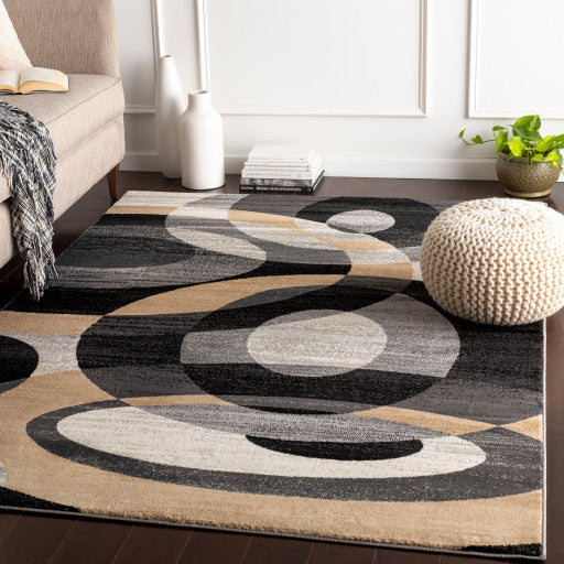 Surya Riley RLY-5105 6'7"x9'6" Rug, Medium Gray/Beige/Tan/Black/White