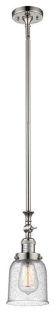 1-Light Small Bell 5" Pendant, Polished Nickel, Glass: Seedy