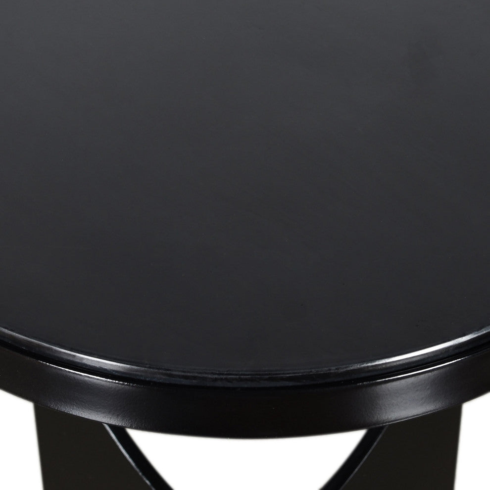 Austin Black Satin Black Side Table Marbled Table Top 15" X 15" X 23"