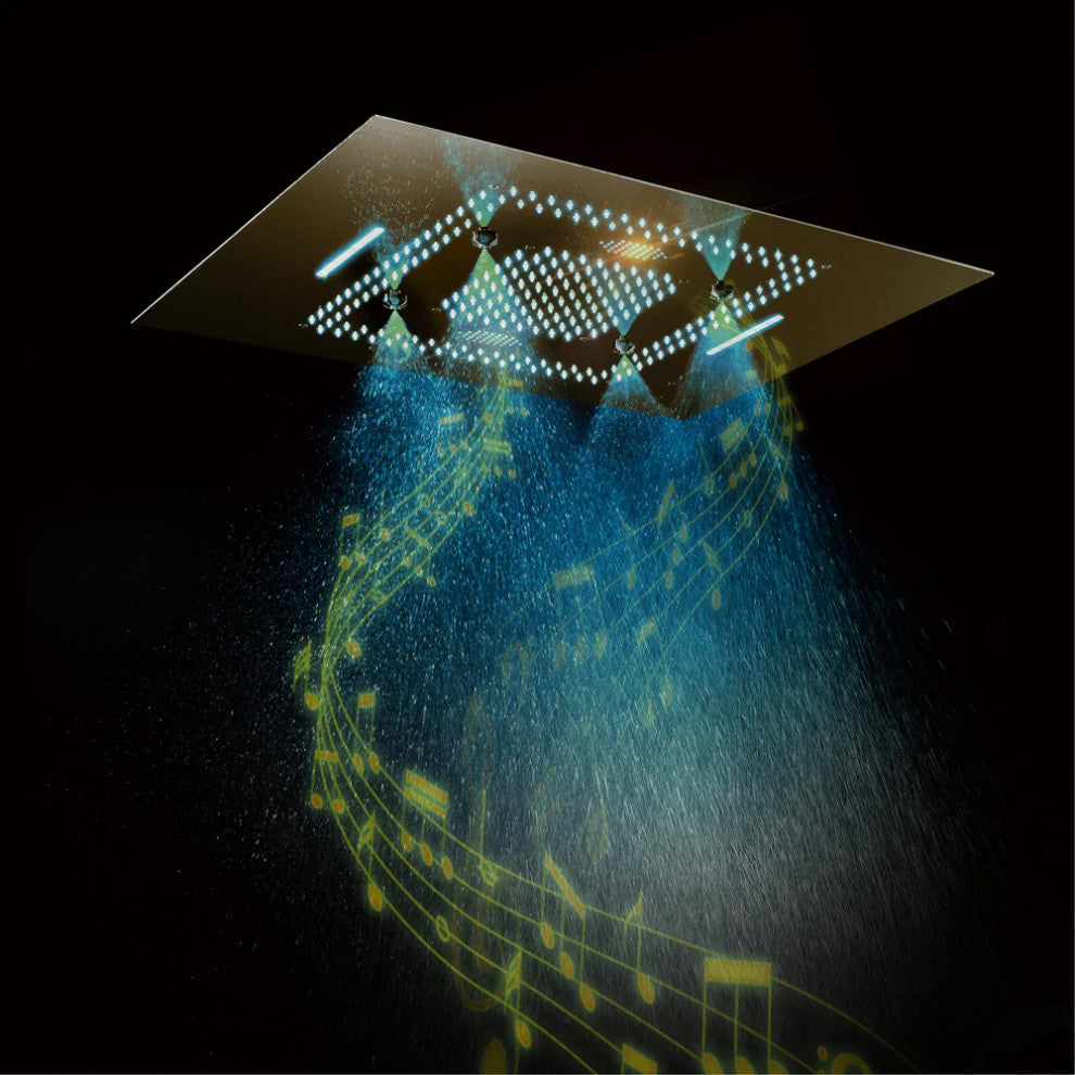 LED Mist Hot and Cold Shower System With Square Hand Shower, Phone Control