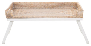 La Jolla Rattan Breakfast Tray With Foldable Legs, White Wash