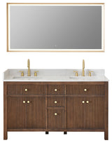 Cerrito Bathroom Vanity, Brown Brushed Oak, 60" Double, With Mirror
