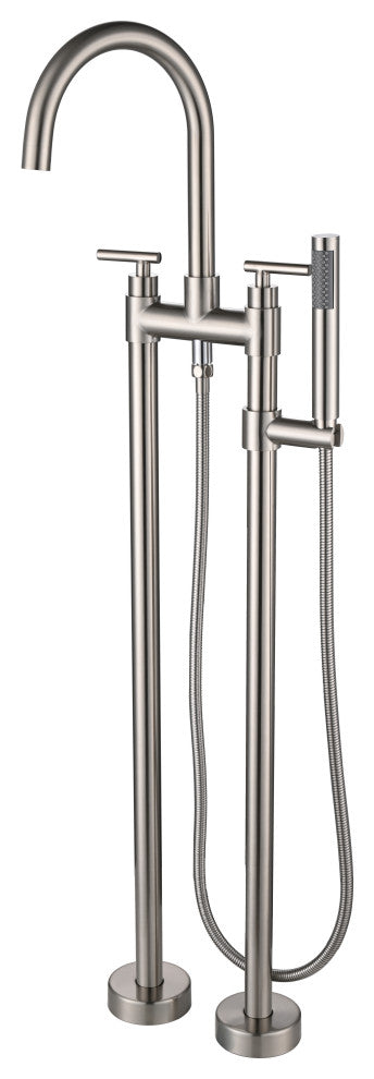 CastelloUSA Saturn Double Handle Clawfoot Tub Filler Faucet, Brushed Nickel, Standard Handle