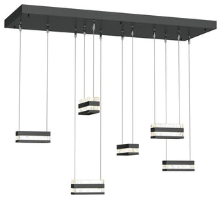 Stacks 6-Light LED Pendant, Ink Finish, Clear Glass