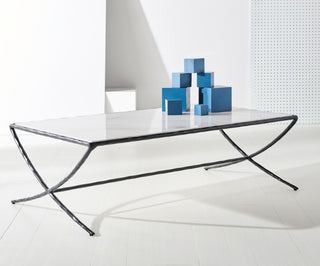 Safavieh Couture Debbie Rectangle Metal Coffee Table, Black/White