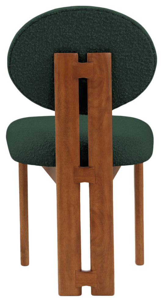 Napa Boucle Fabric Dining Chair, Set of 2, Green, Walnut Finish