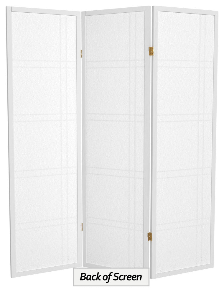 5' Tall Double Cross Shoji Screen, White, 3 Panels