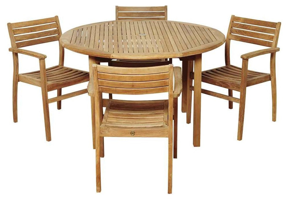 Alex 5-Piece Teak Round Patio Dining Set