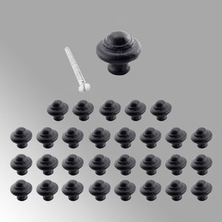 30 Cast Iron Cabinet Knobs Black Round 1-1/8" Dia. |