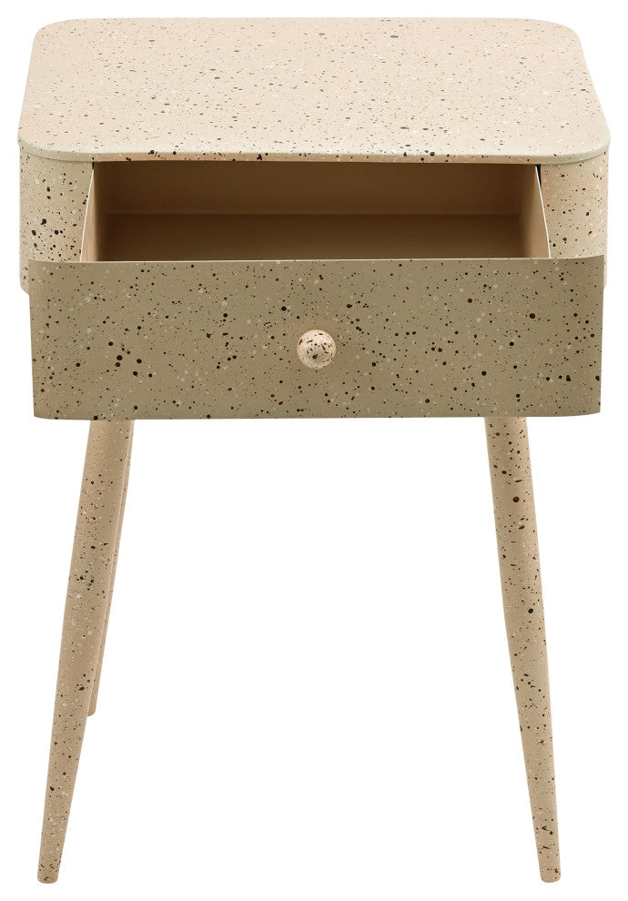 Rylan Iron Night Stand, Beige, Terrazzo