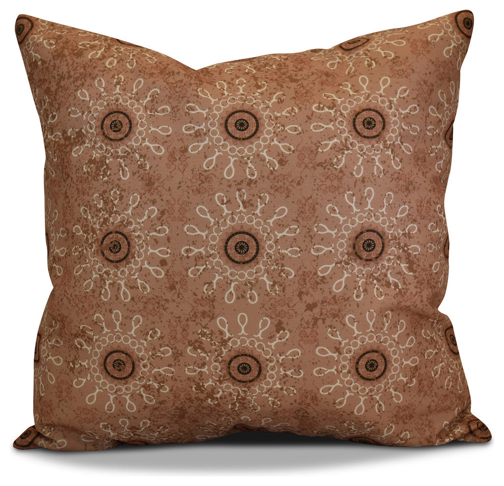 Sun Tile Geometric Print Pillow, Taupe, 16"x16"
