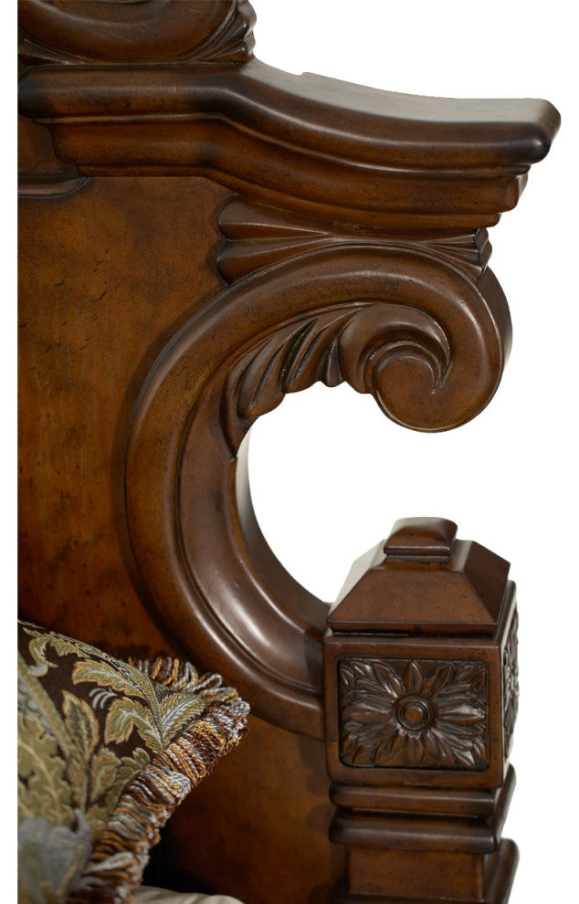 Windsor Court Mansion Bed, Vintage Fruitwood, Cal King