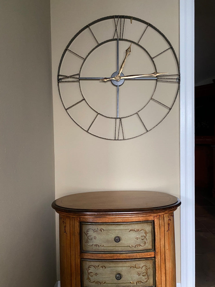 Round Wrought Iron Antique Wall Clock