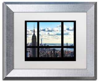 Philippe Hugonnard 'Window View Manhattan', Silver Frame, White Mat, 14x11