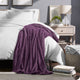 Bare Home Microplush Fleece Blanket, Plum, Throw/Travel
