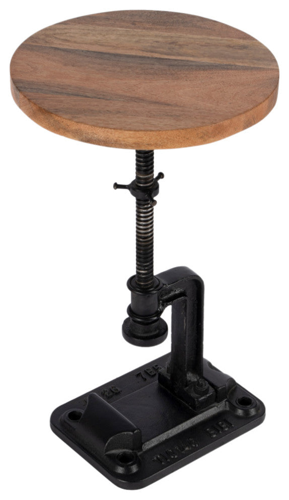 Ellis Adjustable Pedastal Side table, Black