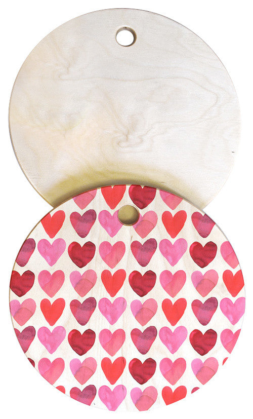 Amy Sia Heart Watercolor Cutting Board, 11.5"x11.5"